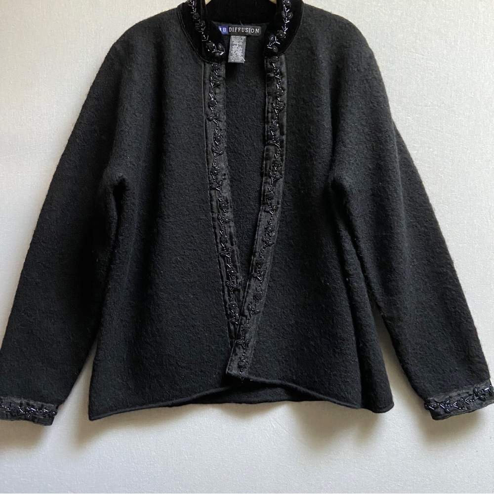 Vintage I.B Diffusion wool beaded long sleeve sweater cardigan Sz S